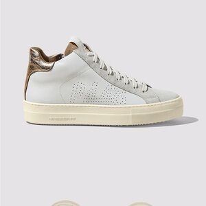 White and Gold High-Top P448 sneakers